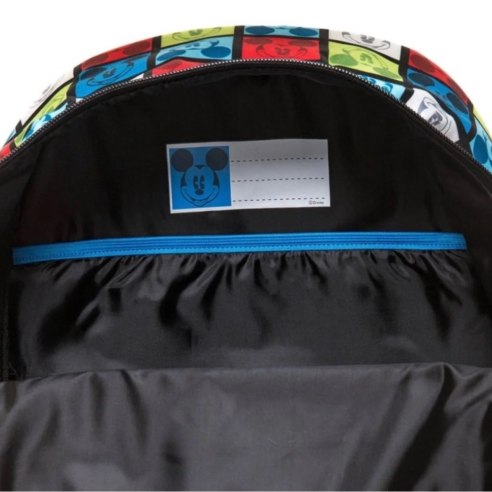 NWT Disneys Mickey Mouse full size backpack 16” multicolored squares